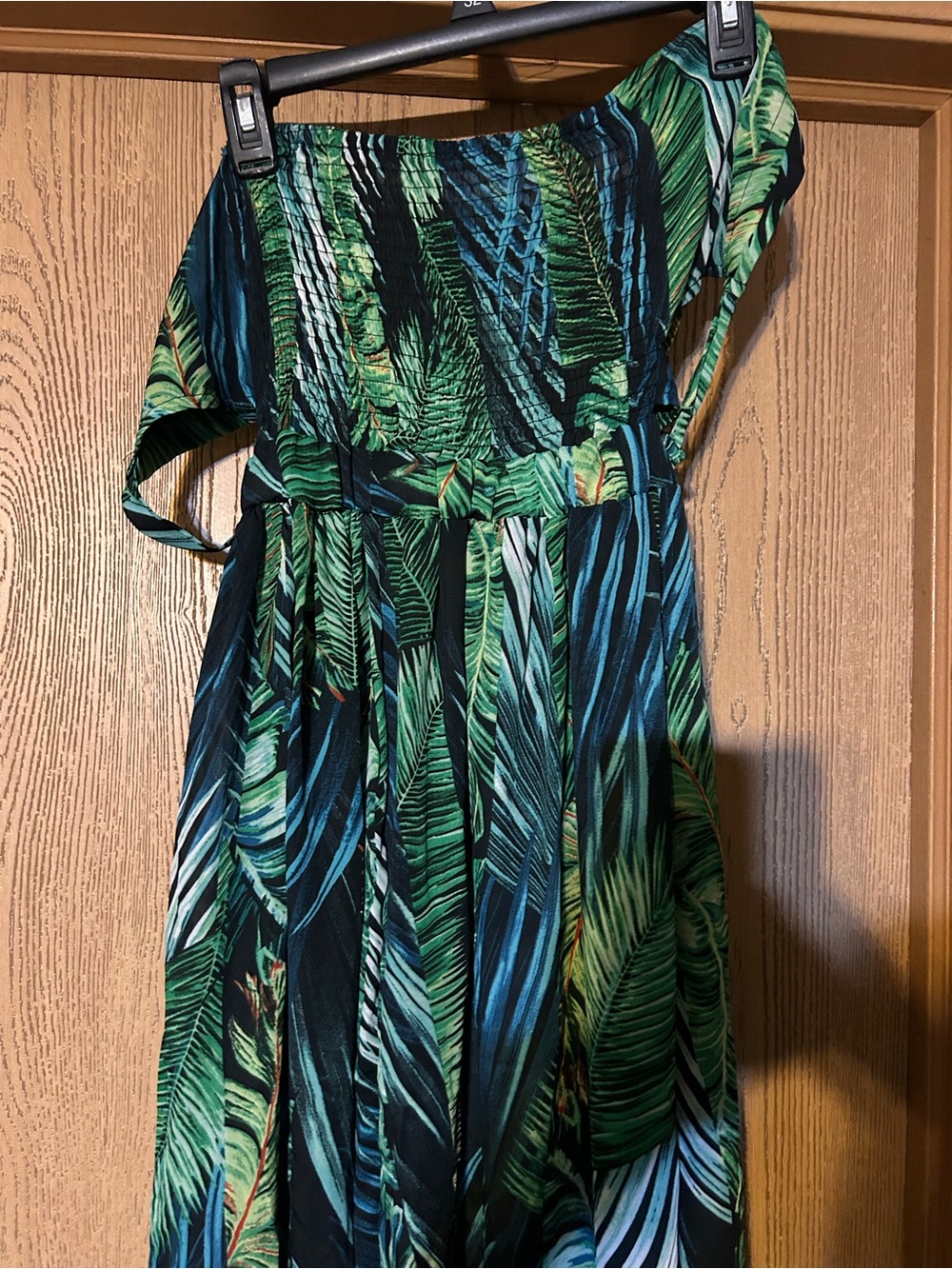 Tropical Leaf Print Maxi Dress - Green & Teal